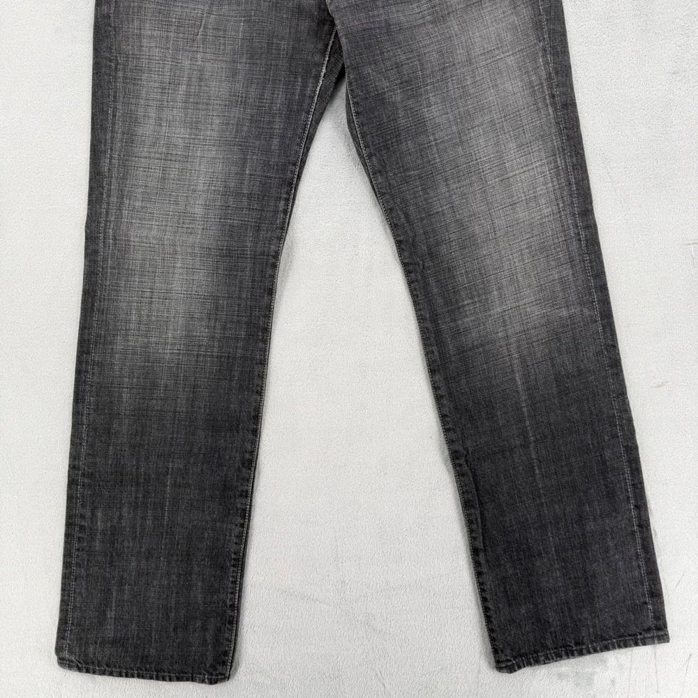 7 For All Mankind Men's Straight Jeans in Charcoal Gray with Orange Stitching